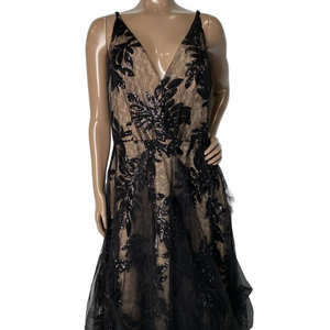 NEW DRESS THE POPULATION Women’s Courtney Sequin Overlay Midi Dress